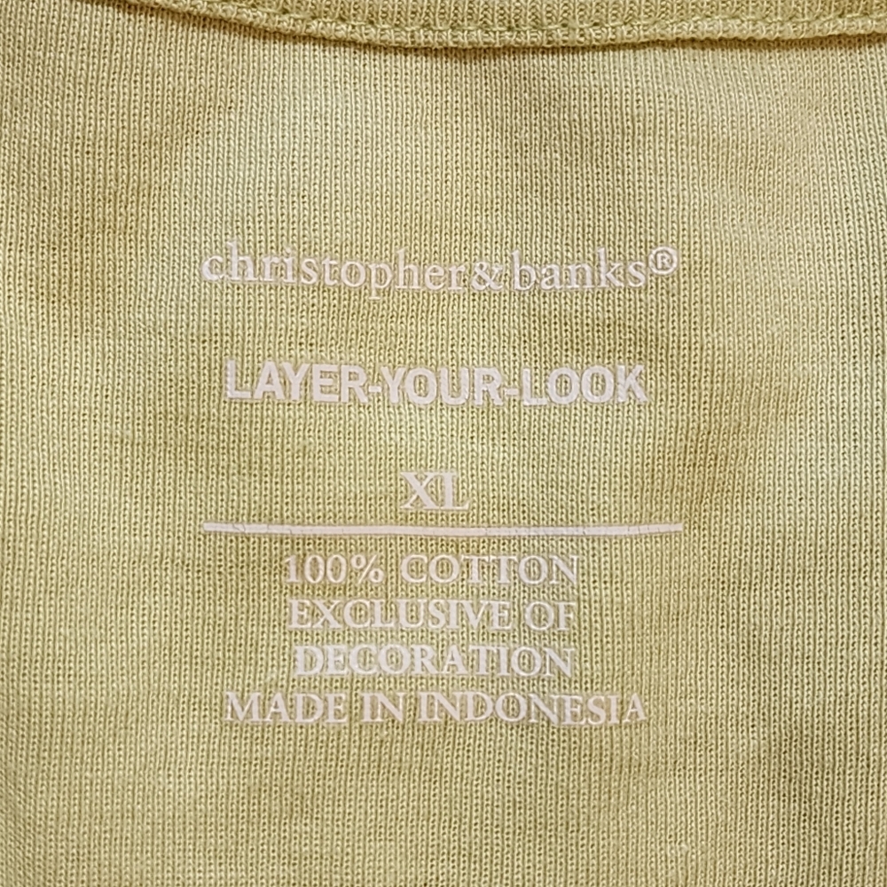 Christopher & Banks Light Lime Green Short Sleeve T-shirt Women's Size XL - Picture 4 of 5